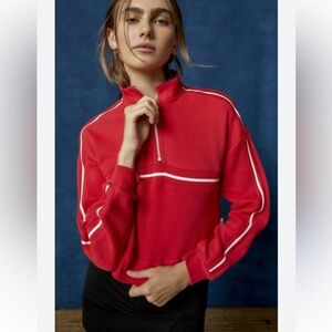 BDG Urban Outfitters Angie Red Quarter-Zip Cropped Sweatshirt XS - TP